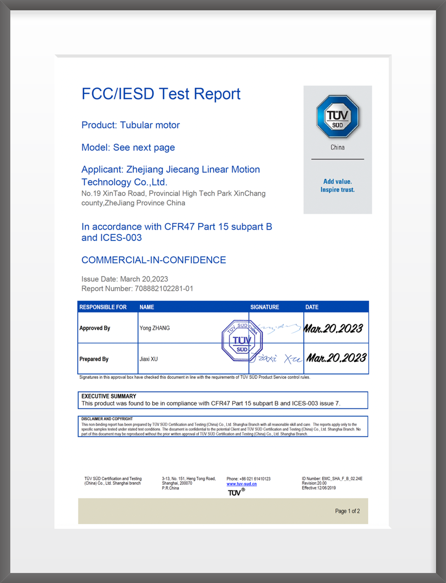 FCC test report