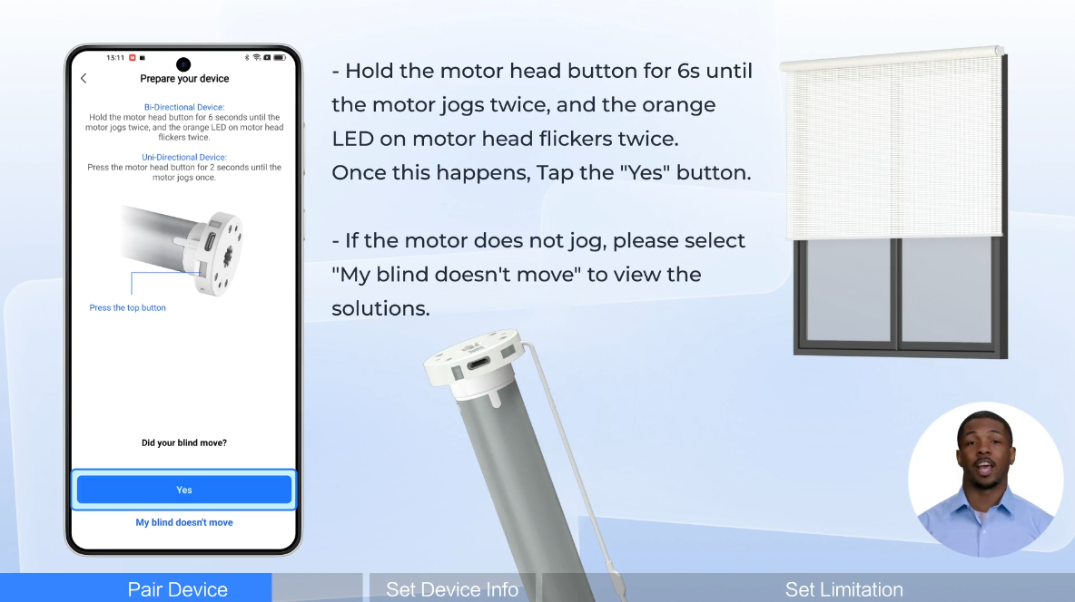 How to add Bi-direction RF device in to Blindzoom App