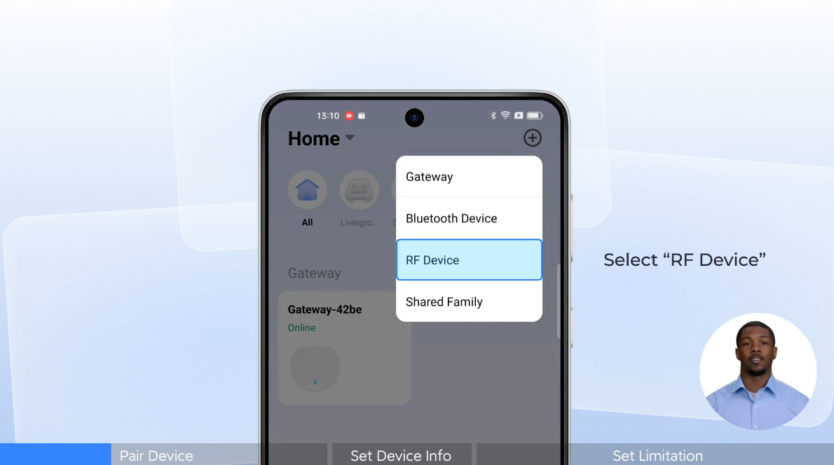 How to add Uni-direction RF device into Blindzoom App