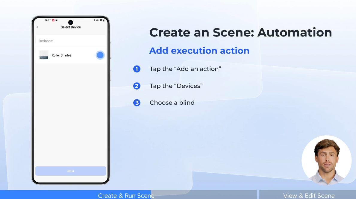 Scene automation function in Blindzoom App